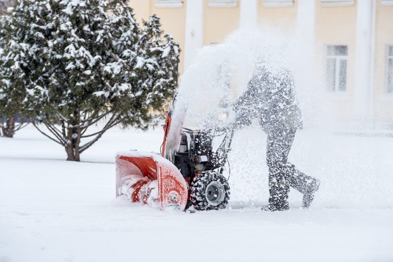 Snow blower in use